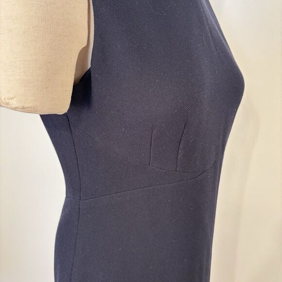 Hobbs London Womens 8 Navy Blue Tailored Sheath Dress Knee Length Sleeveless - Picture 5 of 8